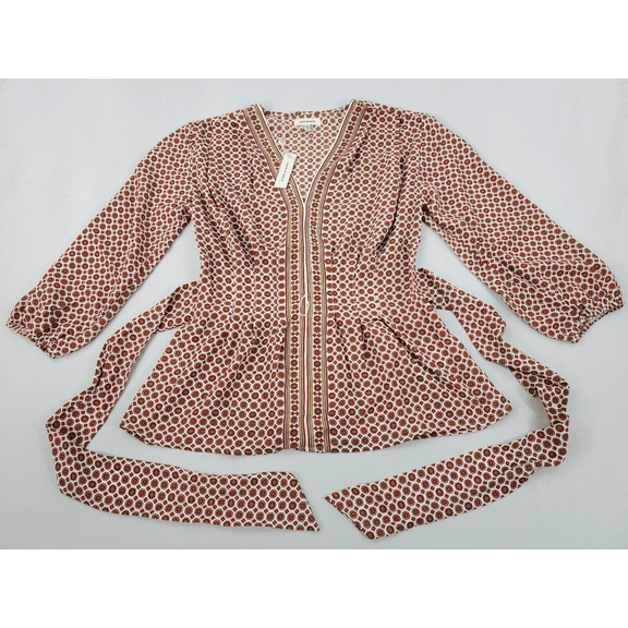 new MAX STUDIO women blouse top shirt 2705D36 BRFIHXSQ red white belted S $98
