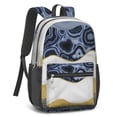 thumbnail image 2 of Blue and Gold Marble Pattern 17" Waterproof Oxford School Backpacks for Teens, S-Shape Padded Straps, for School, Travel, Hiking, Camping, 2 of 5