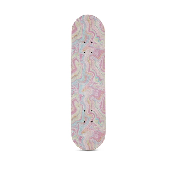 Justice Boardwalk Brights Cotton Candy Swirl Skateboard with Glitter Deck & Light-Up Wheels