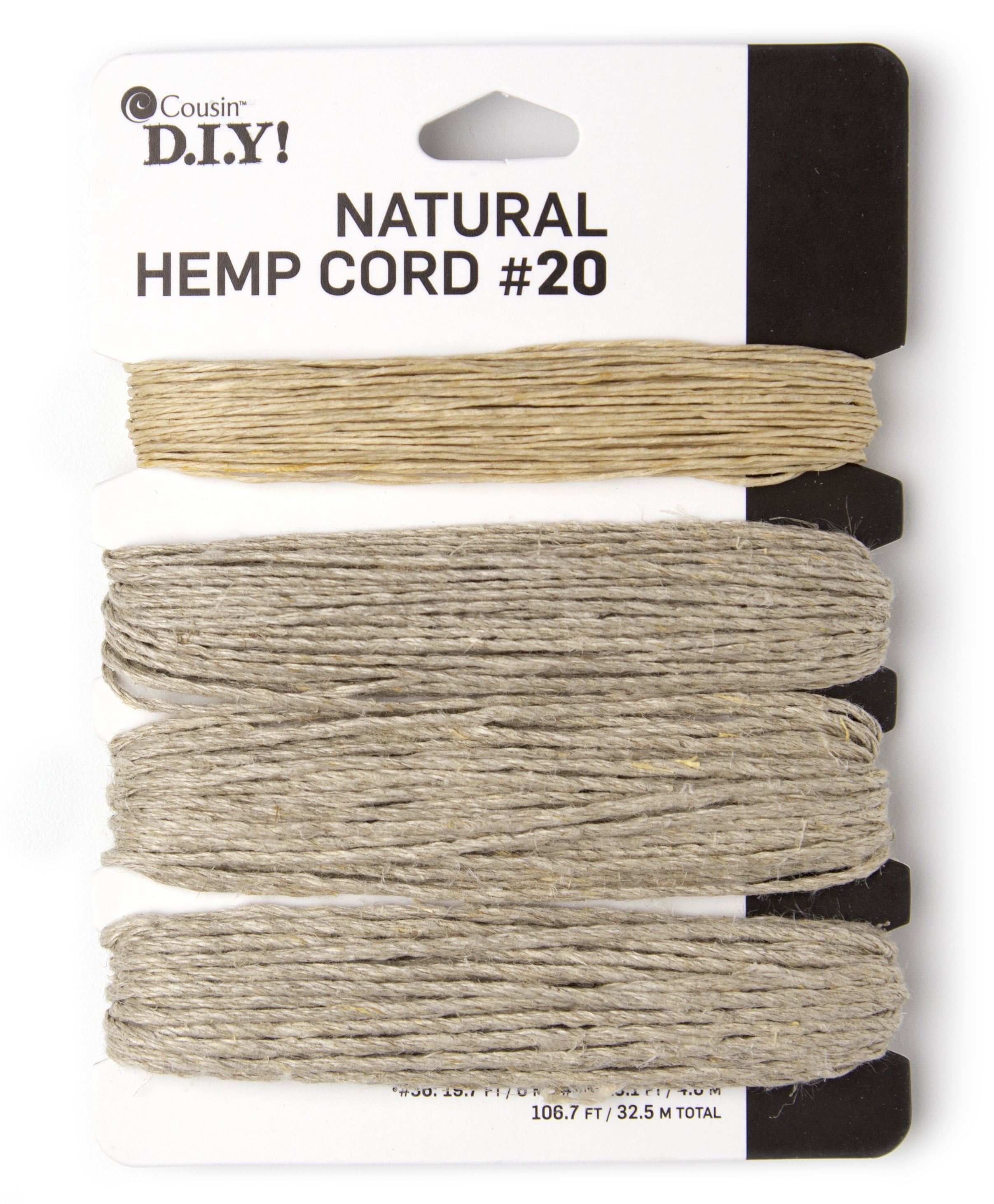 Cousin DIY Thick Polished Hemp Cord Bundle, Jewelry Stringing, Natural and  Black 