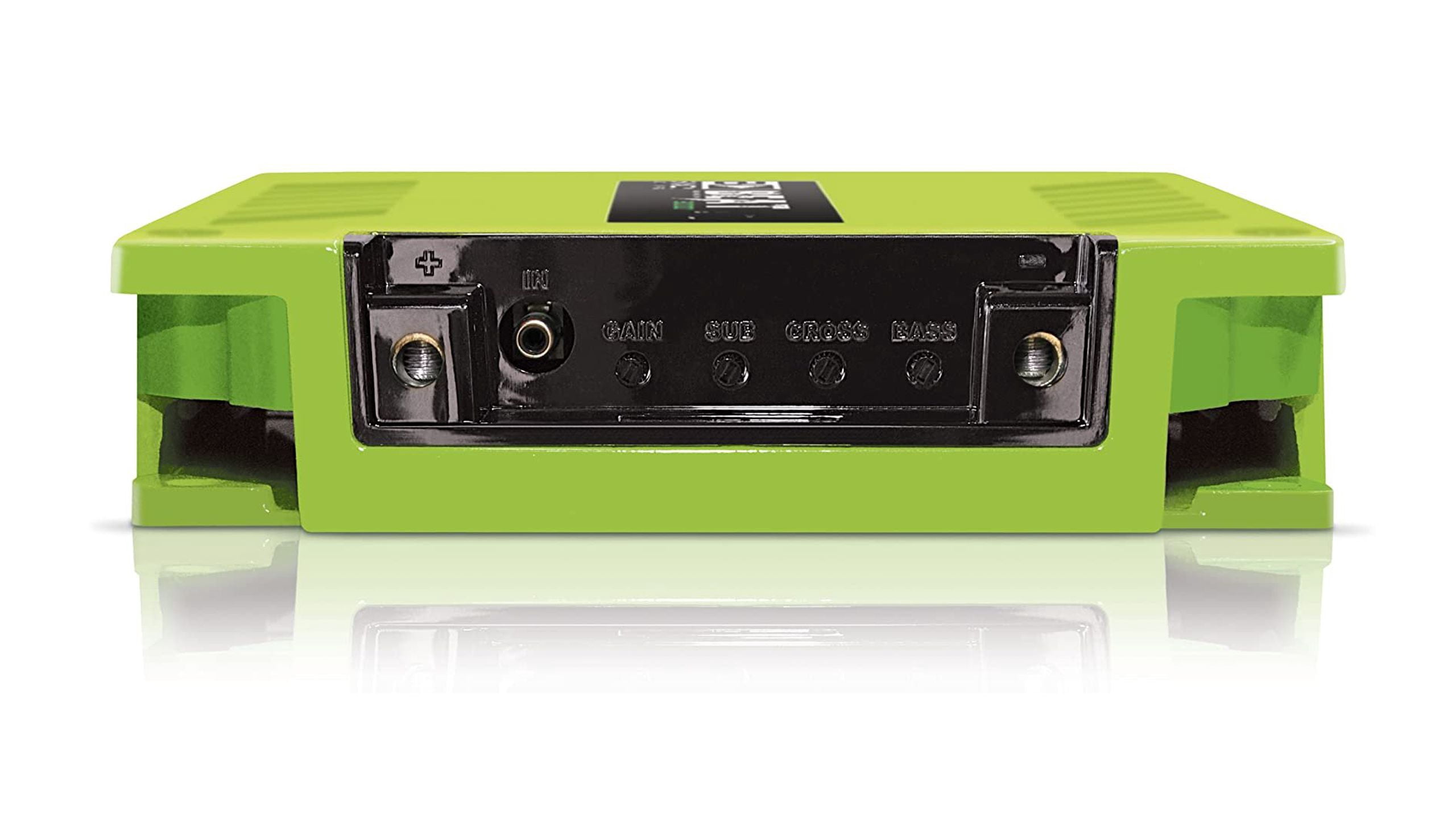 High Power Vehicle Audio Mono Bass Amplifier w/Subsonic Filter and Low Pass Filter Stable at 1 ohm GREEN