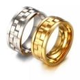 thumbnail image 2 of Gold/Silver Spinner Band Stainless Steel Men's Women's Engagement Ring Size 6-12, 2 of 9