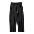 thumbnail image 5 of Bxsruta Men's Drawstring Cropped Pants Relaxed Fit Casual Summer Trousers with Front Pockets, 5 of 6