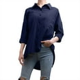 thumbnail image 6 of YEJIMAN Blue Cotton Tshirts For Women, Linen Patriotic Shirts For Women, Women's Casual Linen Blouses Tops Long Sleeve Button Down Shirts, 6 of 9