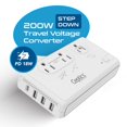 thumbnail image 2 of Convertidor de voltaje Ceptics de 220 V a 110 V con enchufes tipo C, E/F, G, I, 2 of 9