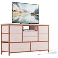 thumbnail image 4 of TV Stand for Bedroom, LED Lights & Charging Station, TV Media Console Table with 8 Drawers and Open Shelves, 4 of 9