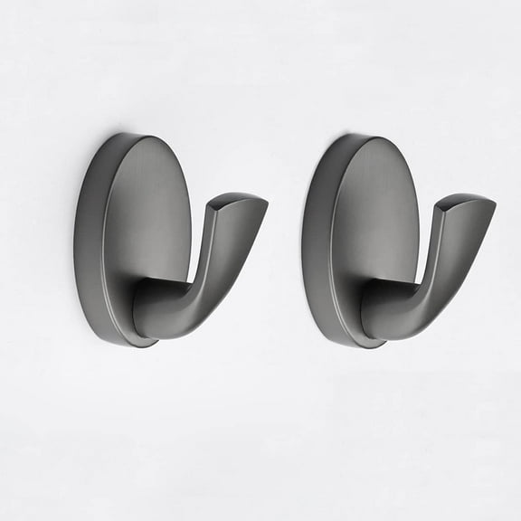 Single Towel Hooks, Wall Mounted with Screws, Grey, 2 Pack