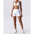 thumbnail image 4 of IBTOM CASTLE Workout Sets for Women 2 Piece Twist Front Halter Sports Bras High Waist Biker Shorts Exercise Gym Yoga Outfit White, 4 of 6