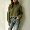 thumbnail image 2 of Edvintorg Sweater for Women Long Sleeve Casual Pullover Top High Neck Loose Knit Sweaters Plus Size Womens Fashion Army Green XXXL, 2 of 5