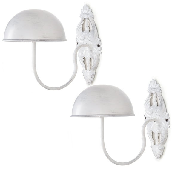 MyGift Set of 2 White Metal Wig Rack, Decorative Wall Mounted Hat Holder