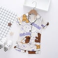thumbnail image 2 of Gubotare Girls Pajama Set Kids Toddler Baby Girl Pajamas Set Girls Roller Preppy Button Down Shorts Summer Pjs (Brown,Size 6-12 Months), 2 of 3
