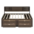 thumbnail image 4 of Full Size Solid Wood Bed Frame with 2 Bedside Cabinets, Upper Shelves and 4 Drawers, Platform Bed Frame, Mid Century Bedframe, Wood Daybed, Wood Foundation(Brown, Full), 4 of 9