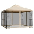 thumbnail image 2 of Outsunny 10' x 10' Patio Gazebo with Corner Shelves, Outdoor Gazebo Canopy Shelter with Netting, and Vented Roof, for Garden, Lawn, Backyard and Deck, 2 of 9