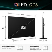 Hisense 85-Inch Class QD6030G Series QLED Google Smart TV (85QD6030G, 2025 Model) - Hi- QLED, Dolby Vision, Dolby Atmos, Motion Rate 120, HDR 10+, Game Mode Plus