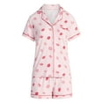 thumbnail image 4 of Joyspun Women's Dreamy Soft Collection Notch Collar Top and Shorts Valentine's Day Pajama Set, 2-Piece, Sizes XS-3X, 4 of 6