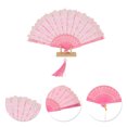 thumbnail image 3 of Unique Bargains Elegant Cherry Blossom With Tassel Folding Fan 1 Pc Pink, 3 of 5