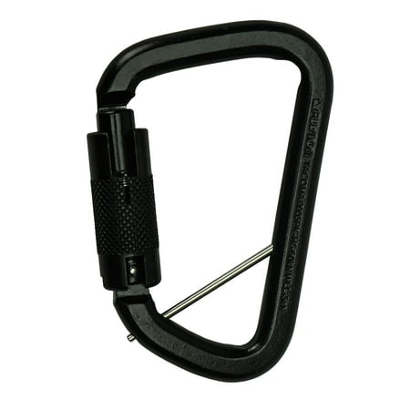 Fusion Climb Tacoma Steel High Strength Auto Lock Modified D-Shaped Steel Carabiner, Steel Clip (Black)