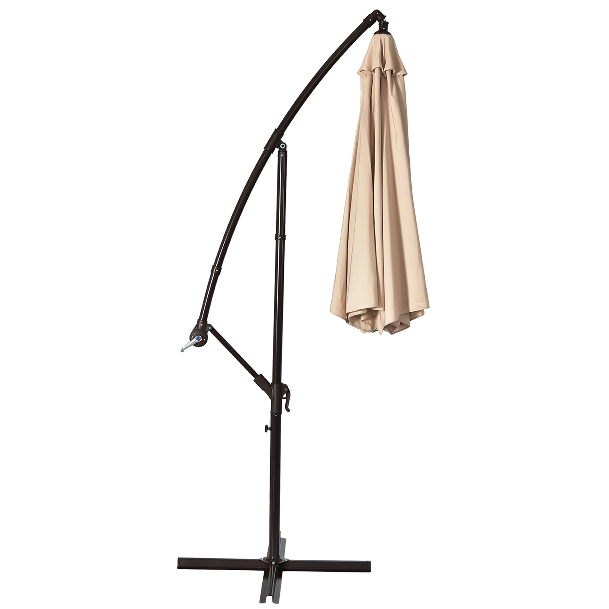 Gymax 10 ft Patio Cantilever Offset Umbrella Yard Garden Outdoor w/ 8 Ribs Beige