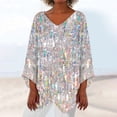 thumbnail image 4 of frariair ​Shimmer Blouse Featuring Loose Fit And Lightweight Fabric Perfect For Concert Wear And Holiday Parties​ White, 4 of 4