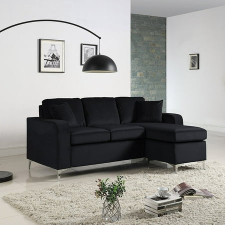 Small Black Microfiber Sectional Sofa Baci Living Room Modern Soft Brush Microfiber Sectional Sofa Small E Configurable Couch Black Com