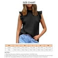 thumbnail image 2 of Top sin mangas con volantes y cuello con diseño de volantes, color puro, ajuste holgado, blusa informal para mujer para viajes diarios y citas, negro S, 2 of 5
