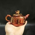 thumbnail image 4 of Yixing Zisha Teapot Gongfu Purple Clay Oolong Tea Set Gilded Dragon Turtle Pavilion Landscape Cloud Calligraphy Engraved Relief, 4 of 6