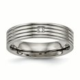 thumbnail image 1 of Bague Confort en Titane Poli Rainuré CZ Taille 9.5, 1 of 7