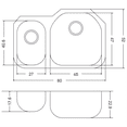 thumbnail image 3 of Fregadero Cocina Submontar 2 Tinas 80x52x23 Eb A31209BL Izq Línea Alessia, 3 of 3