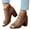 Brown, variant on Women's Peep Toe High Chunky Heel Sandals Summer Pumps Cutout Dressy Party Prom Booties Back Zipper