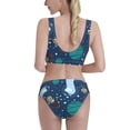 thumbnail image 3 of Daiia Alpaca Astronaut in Space printed 2 piece Swimsuit Bikinis for Women High Waisted Racerback Bathing Suits Summer Tummy Control Scoop Neck Swimwear-Large, 3 of 8