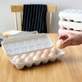 thumbnail image 2 of Jierger 3PCS Stackable Plastic Covered Egg Tray Holder, Storage Container and Organizer for Refrigerator Dozen-Section Carrier Bin with Lid and Handle Holds 12 Eggs, 2 of 7