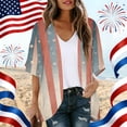 thumbnail image 2 of JULMCOMO American Flag Lightweight Cardigans for Women Red White Blue Half Sleeve Patriotic Kimono Cover Ups Summer Tops Royal Blue L, 2 of 6