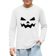 thumbnail image 4 of Glow in the Dark Halloween Shirt for Girls Pumpkin Face Graphic Long Sleeve Crewneck Pullover Sweatshirt for Kids Trick or Treat Costume Party School and Fall Wear, 4 of 10