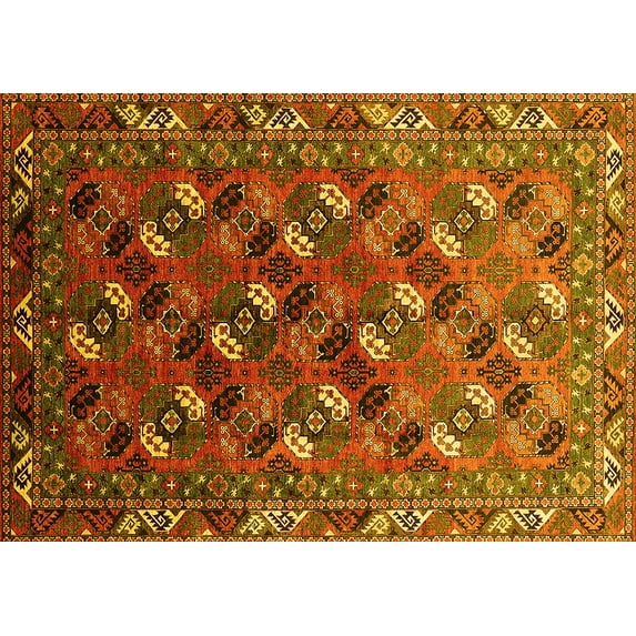 Ahgly Company Indoor Rectangle Oriental Yellow Industrial Area Rugs, 2' x 3'