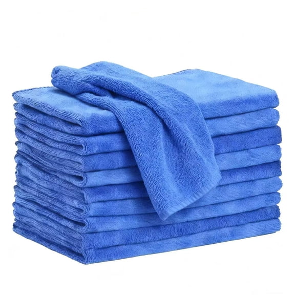 10 Pack Blue Microfiber Cleaning Towels Professional Heavy Duty Cloths for Housekeeping and Car Detailing 16x12 Inches