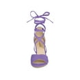 thumbnail image 6 of BLISSFUL STEP Women's Sandals Solid Crisscross Block Heels High Heel Lace up Sandals Purple 9, 6 of 7