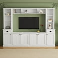 thumbnail image 2 of Minimalist Entertainment Wall Unit Set with Bridge for TVs Up to 75'', Ample Storage Space TV Stand with Adjustable Shelves, Modernist Large Media Console for Living Room, White, 2 of 9