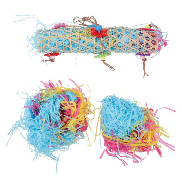 1 Set Bird Chewing Toy Pet Bird Parrot Colorful Foraging Hanging Shredder Toy