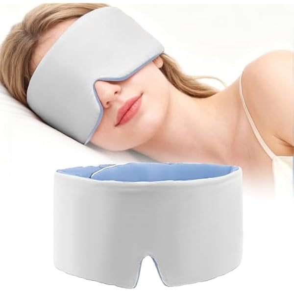 wonima11 Sleep Mask,Eye Mask for Sleeping,Soft and Adjustable Extensions Sleep Mask with Earplugs,Blackout Eye Cover for Side Sleeper, Home, Travel, Office,Nap, Yoga (Gray)