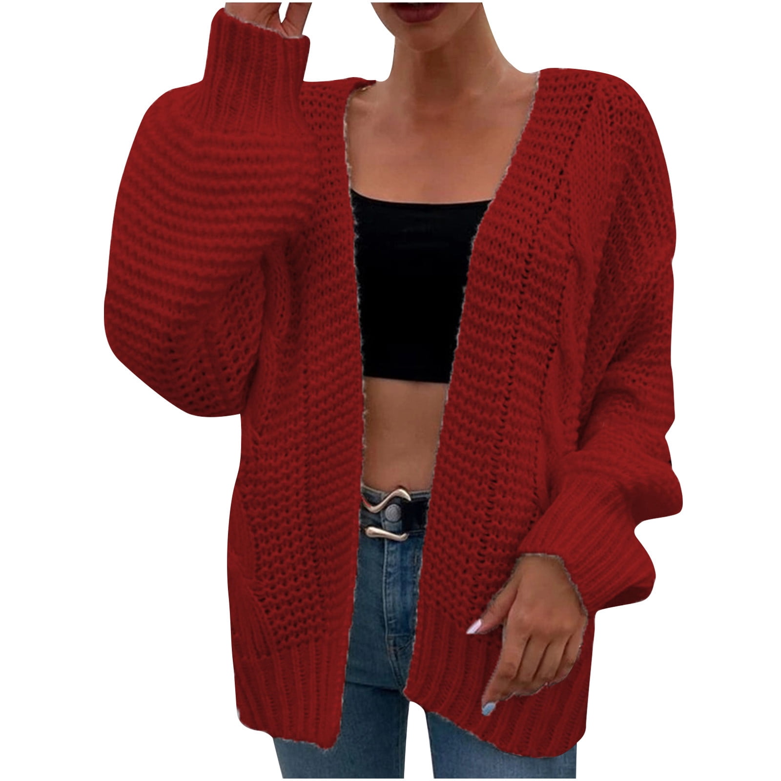 Cameland Red Cardigan For Women Casual Keep Warm Long Sleeve Coat Tops  Vintage Sweater | Walmart Canada
