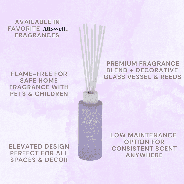 Allswell Relax Lavender Jasmine Chamomile Scented Reed Diffuser 3