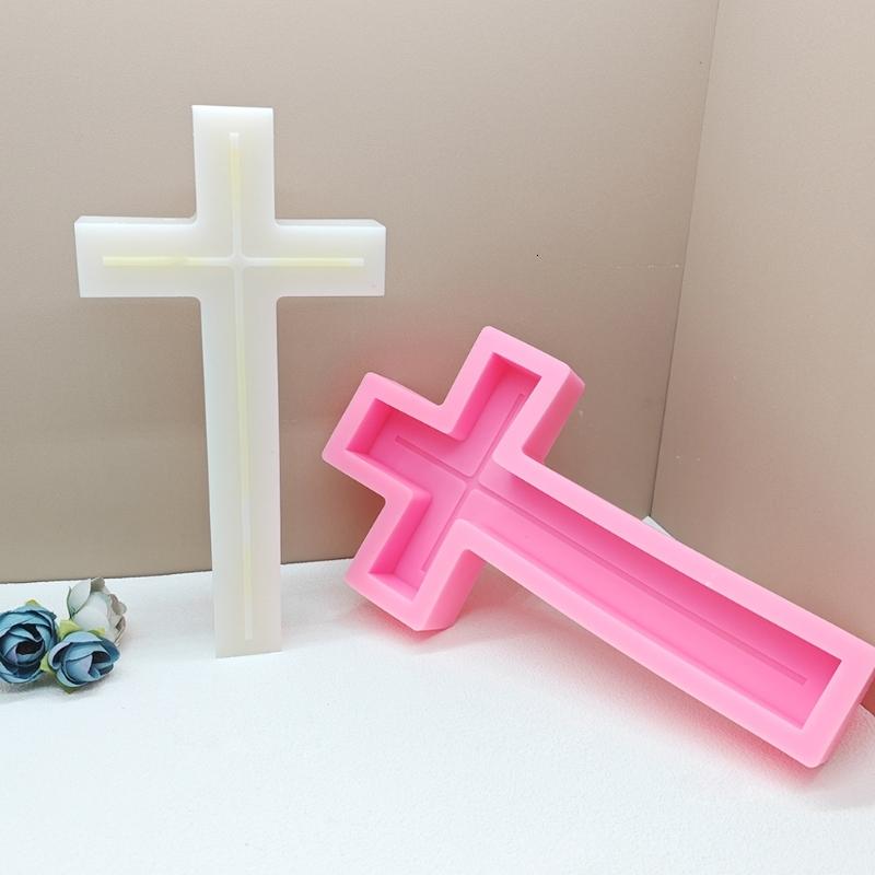 HONCLL Cross Shaped Candle Molds for Candle Soap Halloween Decorations Christmas Gift, Cross Shaped Resins Molds for Art Craft