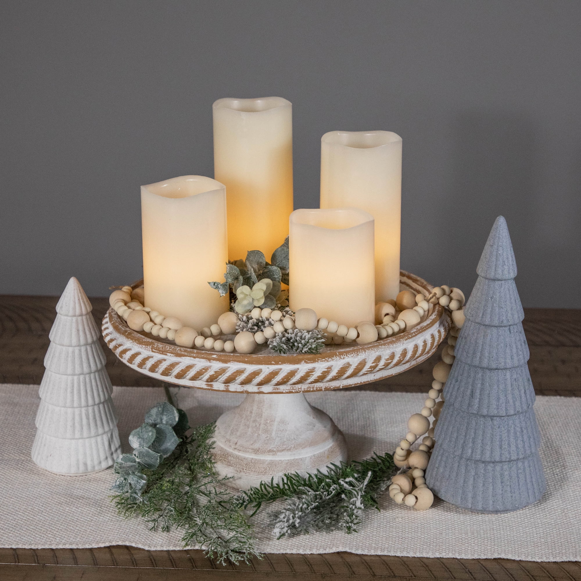Northlight LED Flameless Flickering Wax Pillar Candles - 7" - Cream - Set of 4