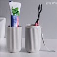 thumbnail image 1 of Travel Stripe Toothbrush Box Portable Wash Mouth Cup Brush Cup Set Teeth Set Teeth Set Teeth Jar Nordic Simple Toothbrush grey-2Pcs, 1 of 6