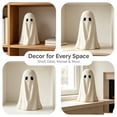 thumbnail image 2 of Paper Mache Ghost Decoration, White, ute Freestanding Ghost Figurine Ornament, Celebrate Halloween Tabletop Decor for Mantel Shelf Desk Entryway, Fall Home Party Display, 2 of 6