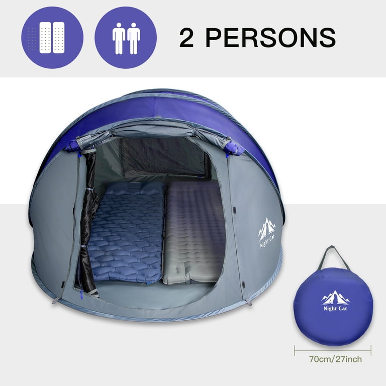 Night Cat Pop-Up Camping Blue Tent with Instant Setup, 2-3 Person