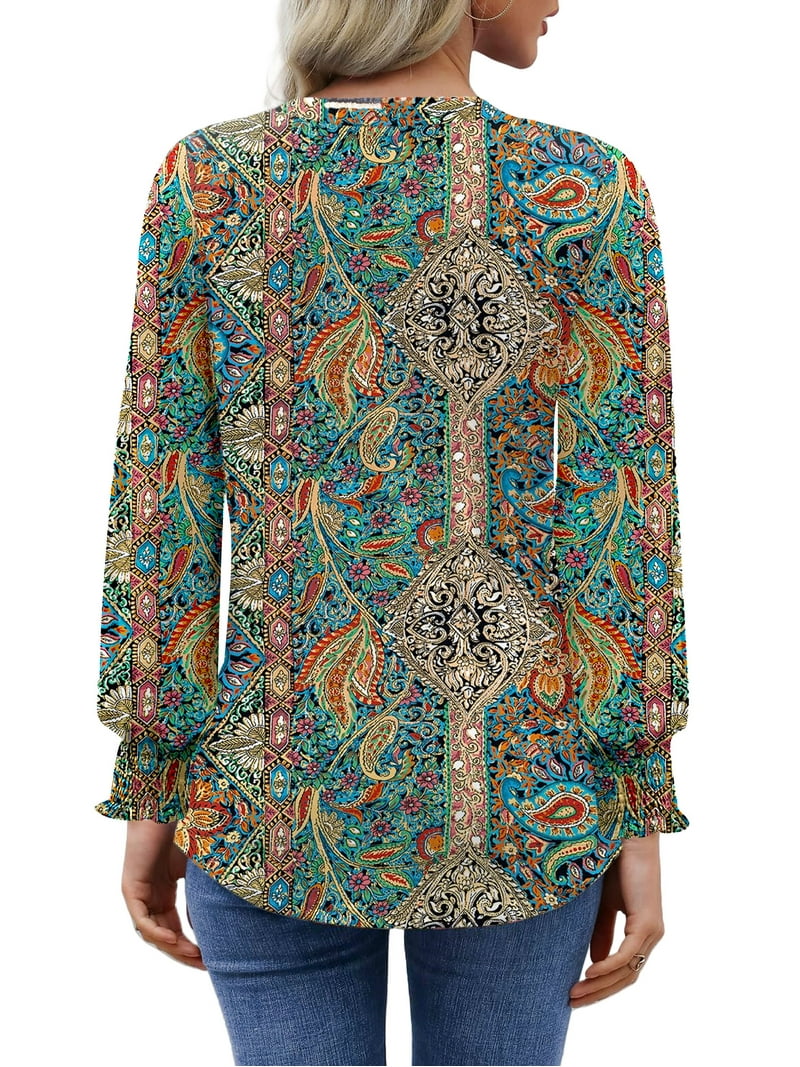 Shirt Women TEMOFON Women's Top Long Sleeve V-Neck Shirts Loose Tops