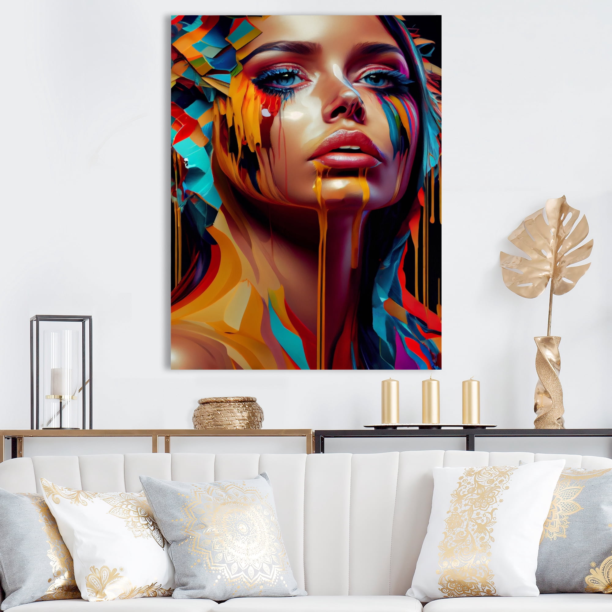 Designart Vibrant Creative Woman Portrait VII Canvas Wall Art