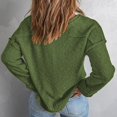 thumbnail image 7 of Duoif Sweaters for Women Trendy Women's Long Sleeve Solid Colour V Neck Sweater Loose Button Knit Shoulder Drop Sweater Women's Sweaters Womens Tops Green M, 7 of 7
