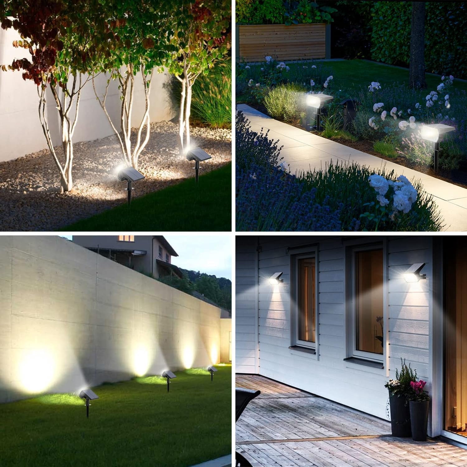 Fratink Solar Lights Outdoor 8 pack, 65 LED IP65 Waterproof, 3 Modes 2-in-1 Landscape Solar Spotlight for Patio Pathway Yard (Cool White)